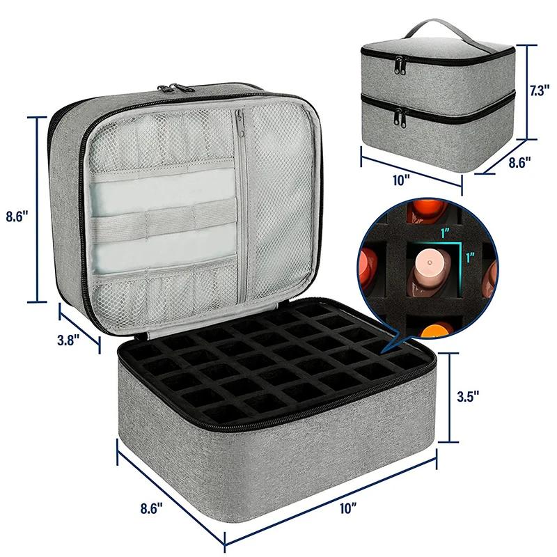  US Warehouse Quick Ship Nail Polish Storage Box, Double-Layer Organizer with Multi-Spacer for Small Bottles & Tools