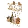 Bathroom Storage Rack with Hollow And Multi-Hook Design Basket Large Capacity Adhesive Installation Organizer for Home