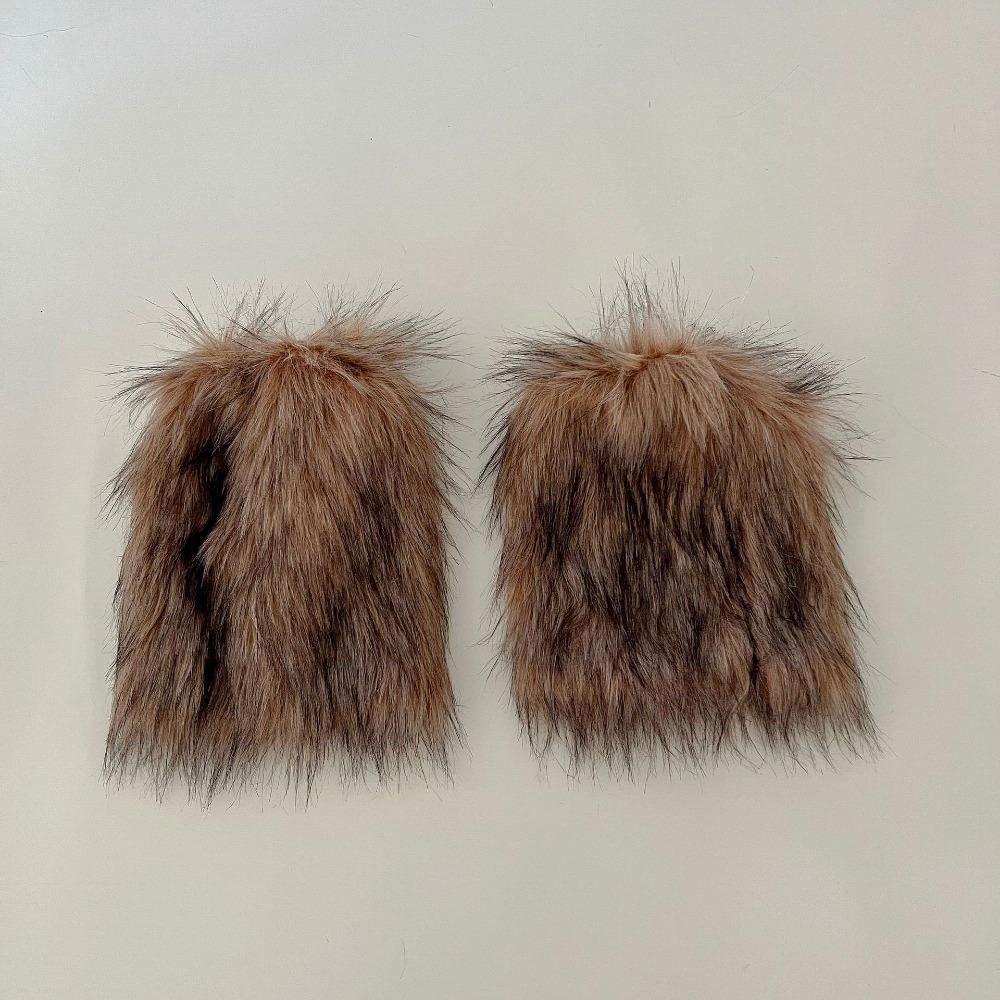 

Осенне-зимний искусственный меховой чехол для ног, носки в стиле ретро Spice Girl, термочехол для ботинок, тонкие женские носки среднего размера 25cm коричневый