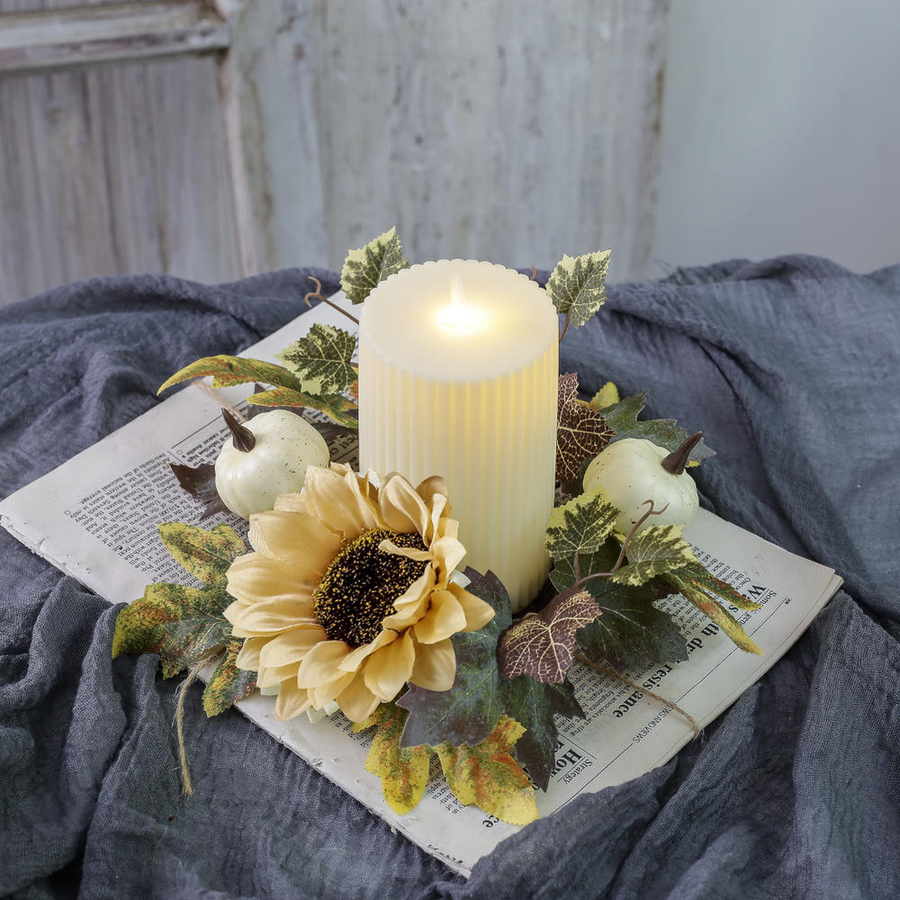Harvest Festival Wreath Long-Lasting Maple Leaf Wreath Thanksgiving Wreath Artificial Fall Candle Holder For Home Decor Party