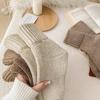 1 Par de Meias de Neve Para Mulheres Outono Inverno Meias Aconchegantes Espessas Quentes Meias de Chão Para Dormir Meias de Cor Sólida Femininas