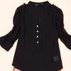 V Neck Chiffon Blouse With Large Pockets Loose Fit Long Sleeve Shirt For Women