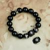 Jujube Inlaid with Silver Taoist Mifu Bracelet, National Style Inlaid with Crape Myrtle Taboo, Golden Light Seal, Flowing Bead Bracelet, God of Wealth