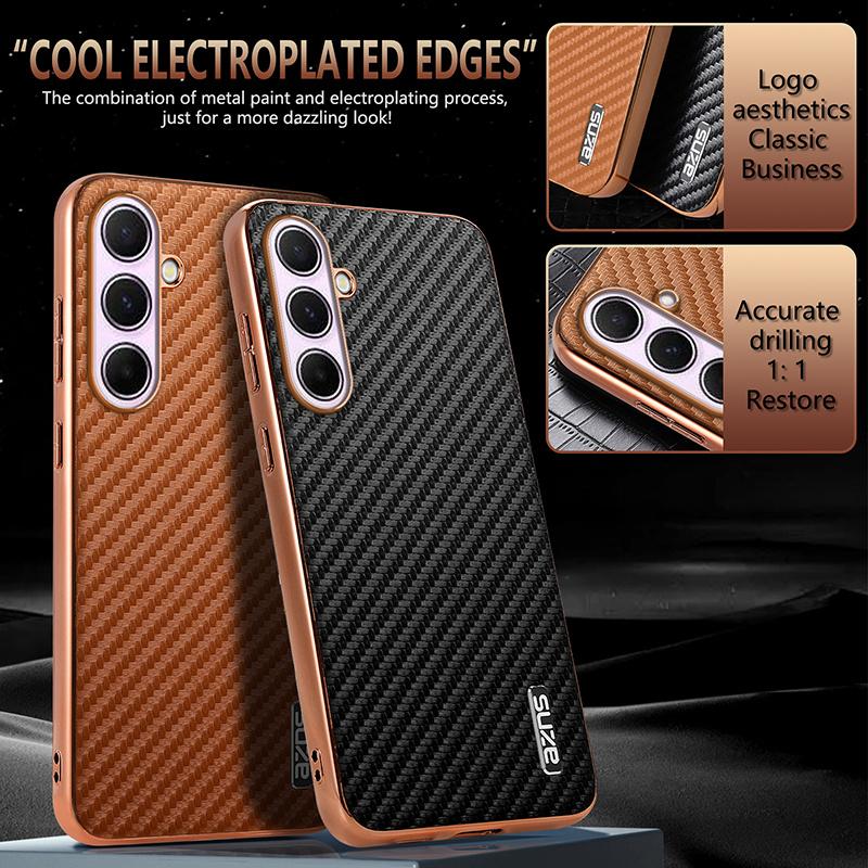 Custodia per Telefono con Motivo a Fibra di Carbonio per Samsung Galaxy A17 A37 A57 A56 A36 A26 A16 A06 A55 A35 A25 A15 A05S A54 A34 A14 Cover in TPU