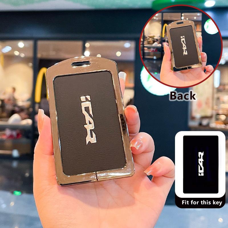 Car Key Case For Chery Icar V27 Reev Accessories  Car-Styling Keychain Remote Cover Shell Housing Ring Holder Fob