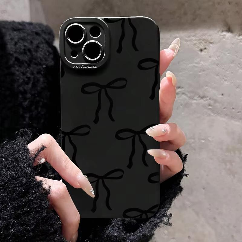 Cute Pink Heart Bow Pattern Phone Case For iPhone 17 Pro Max 16 Pro 15 14 13 Mini 12 11 Pro Max 16E 17Air XS X X Silicone Cover