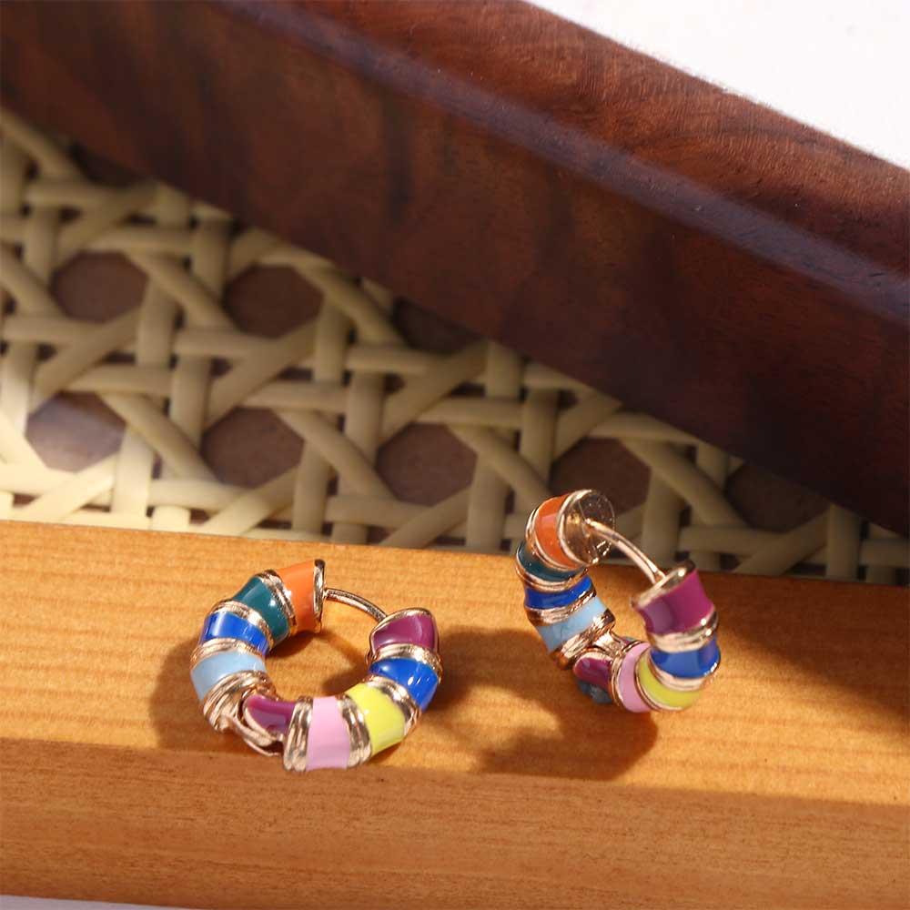 Süße Exquisite Einfache Koreanische Stil Ohrringe Creolen Ohr Schnalle Emaille Öl Schmuck Frauen Stecker