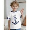 Children's Knot Anchor Navy T-shirt Retro Anchor Rope Print Baby Classic Nautical Style Casual Short Sleeve