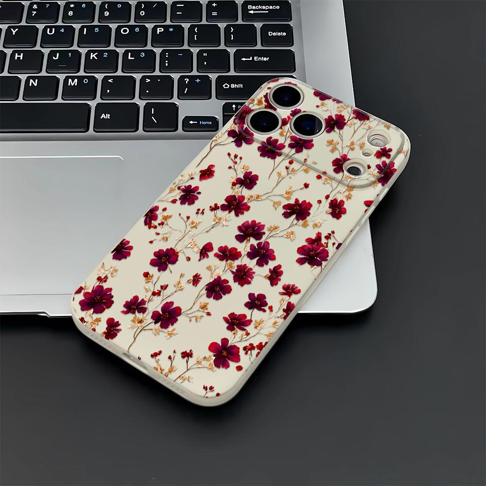 Small Floral Pattern IPhone 17 16 13 15 11 12 14 17 Pro Max Air 7 8 Shockproof Transparent Cover Silicone Soft Funda