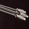 60Pcs Stainless Steels Wire Keychains Rings Circle Metal Keychains Label Rope Braided Steels Chain Heavy Luggage Label Rings