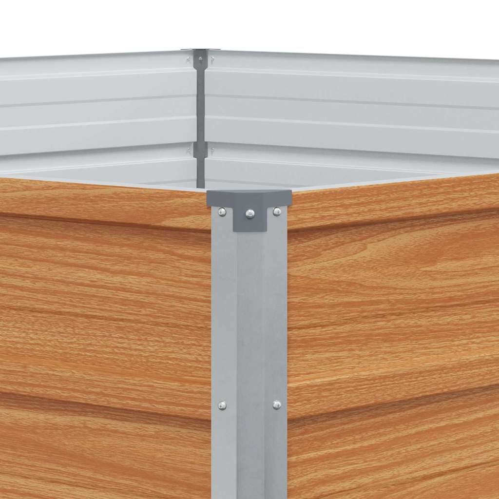 Raised Garden Bed for Outdoor Use Wood Look Finish 129 X 129 X 45 Cm Galvanized Steel
