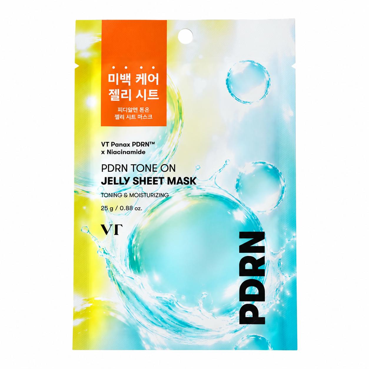 VT Cosmetics PDRN Tone On Masque Visage en Gel Hydratant Éclaircissant 5 Feuilles 1set(5ea)