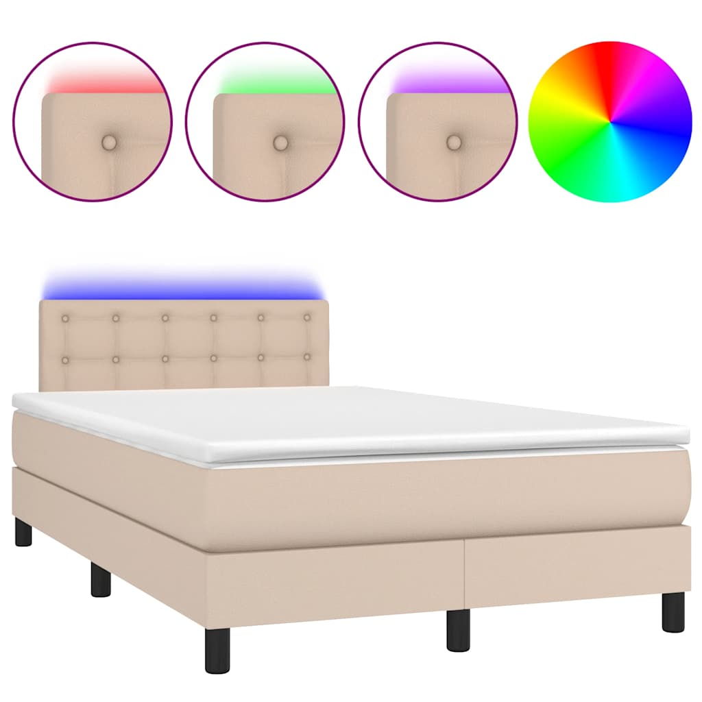Vidaxl Letto Continentale Con Materasso E LED, Cappuccino, 120X190 Cm