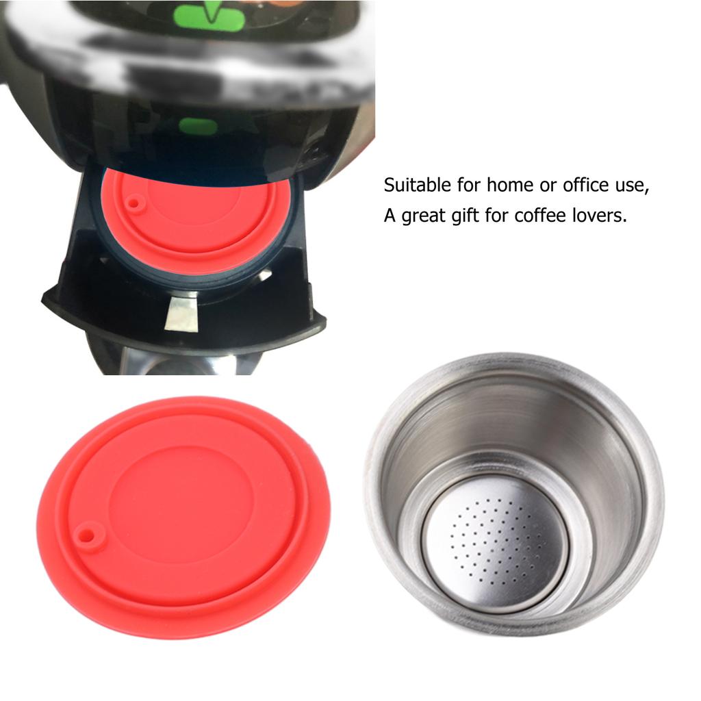 Stainless Steel Refill Coffee Capsules Reusable Coffee Filter Cup Set with Powder Cover for   Gusto