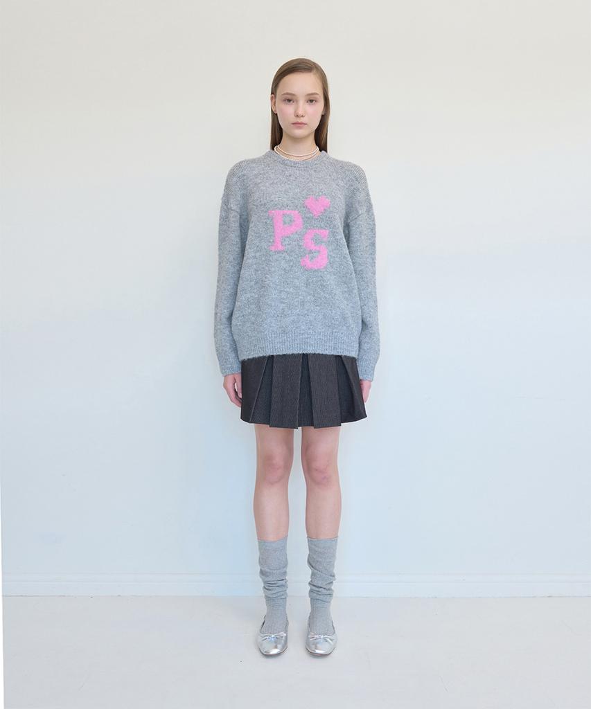 PISCESS Hairy Jacquard Sweater_Gray