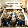 Virgin Mary Theme Custom Blanket Personalized Name & Text Customized Soft Warm Throw Blanket Home Decor