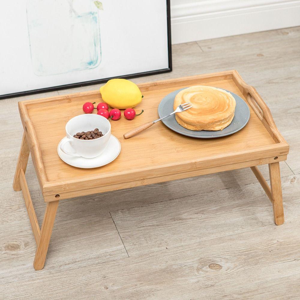 Folding Table Bamboo Bed Desk New Breakfast Dessert Tray Bedroom