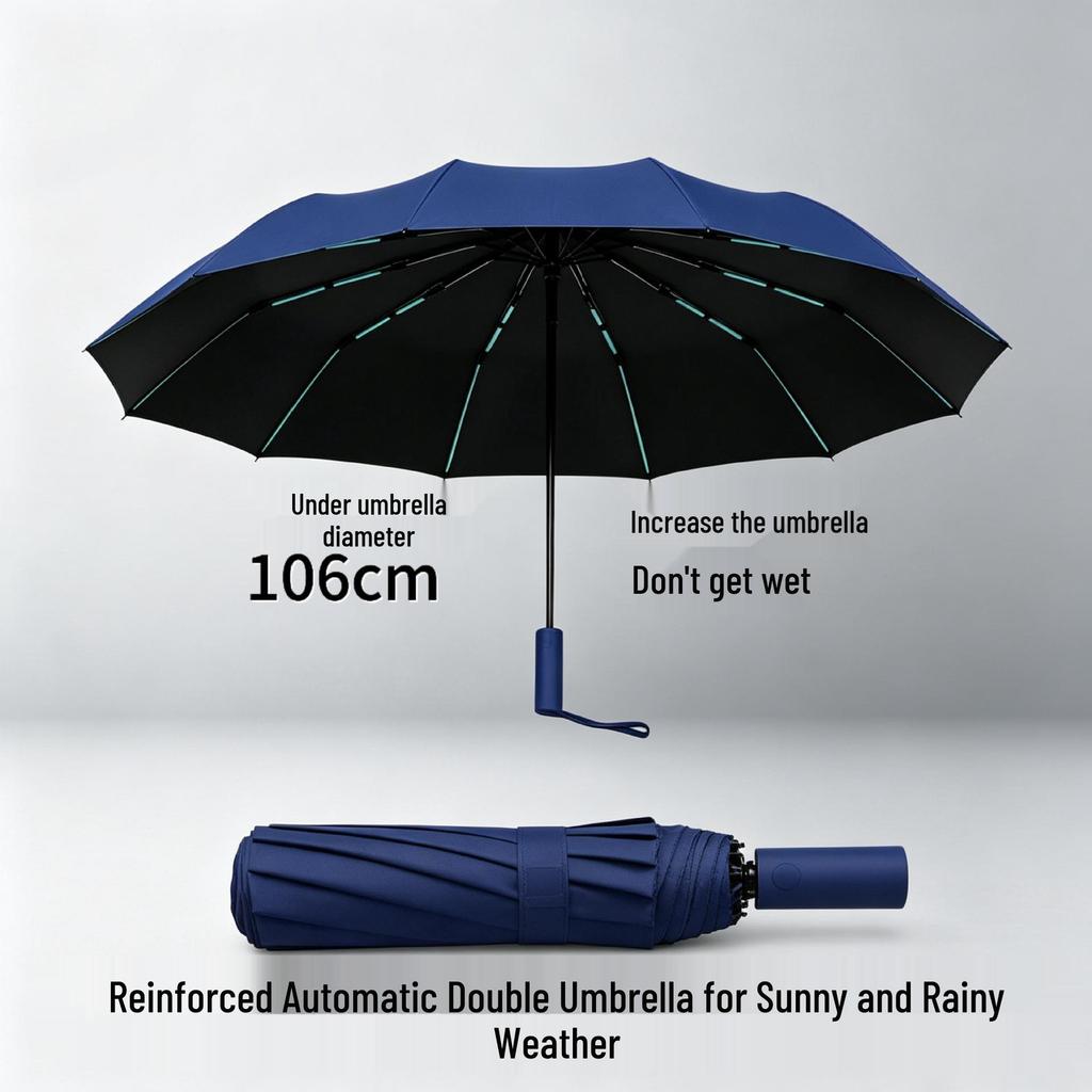 Fully Automatic Women's Dual-Use Sun and Rain Umbrella with UV Protection and Customizable Logo