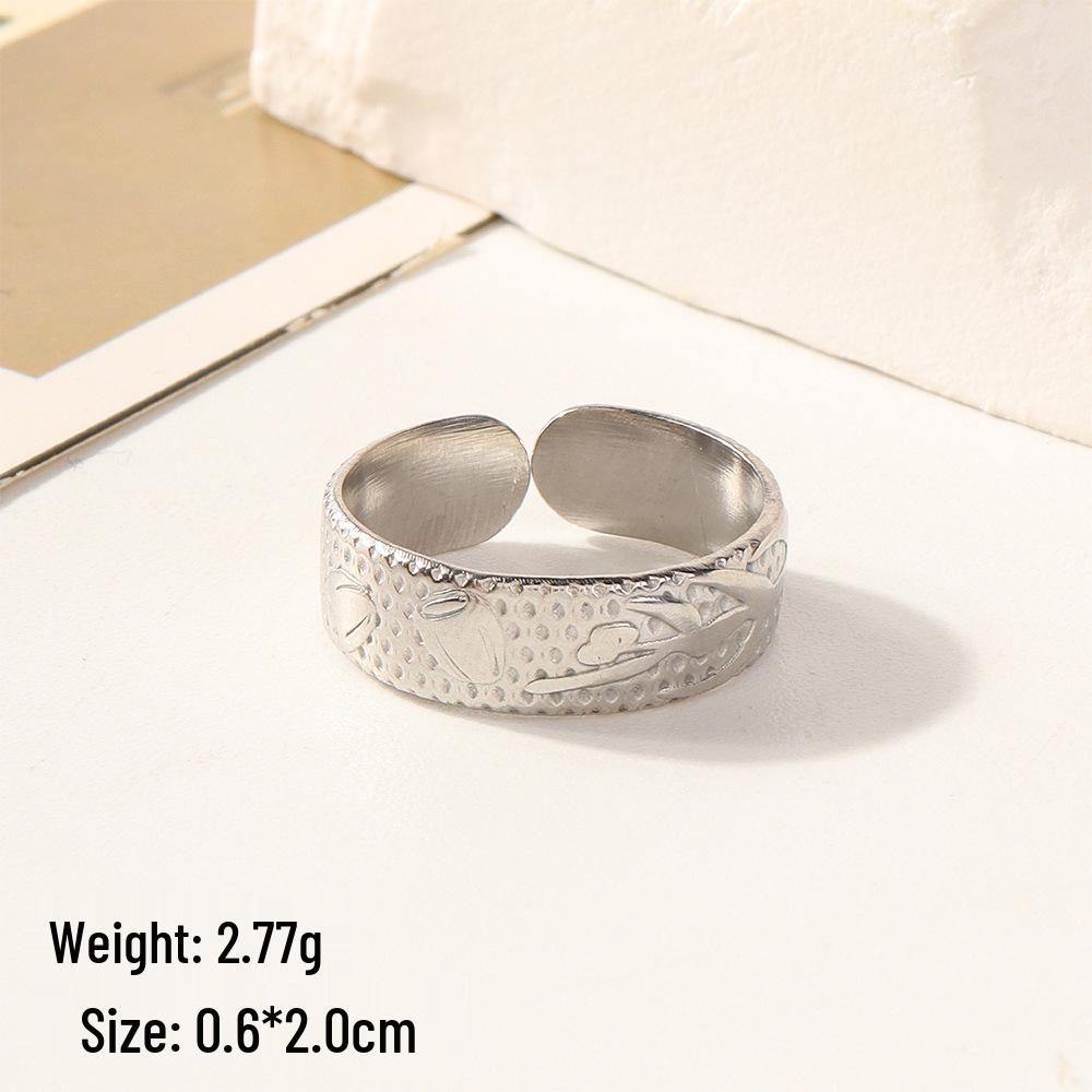 European Chic Irregular Open Ring Set with Creative Convex-Concave Texture for Women