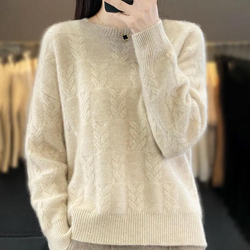 Sweater for Women Autumn Winter Thickened Pullover Warm Knitted Stretchy Long Sleeve Oversize Jumper Tops