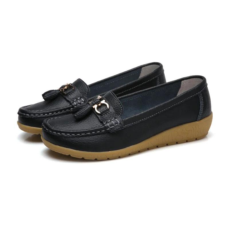 WTEMPO Soft Leather Women's Single Shoes Comfortable Flat Heel Soft Sole Tassel Metal Decoration Fashion Versatile Casual Shoes Dropshipping Wholesale