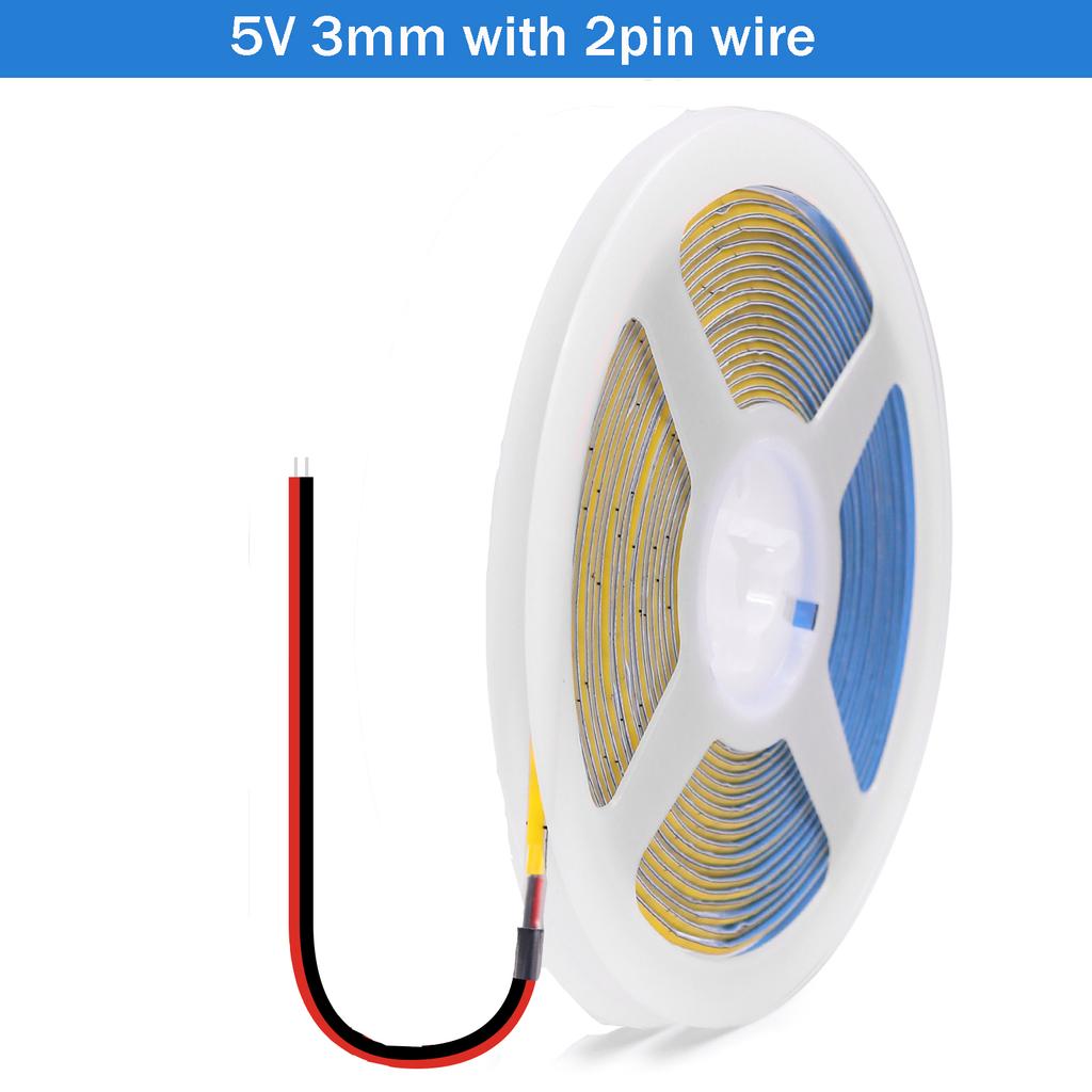 5V USB COB LED Strip 12V 3mm 5mm 8mm Width Flexible LED Tape 320LEDs COB Light with Adhesive High Density Linear Lighting