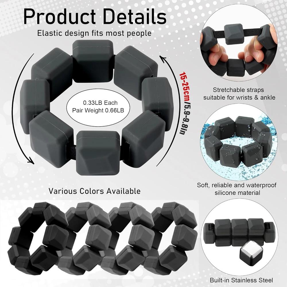 1Pair Wrist Ankle Weights For Women (0.33Lb / 0.15Kg Each),Wearable Strong Arm & Leg Weights,Adjustable Ankle Weights For Yoga