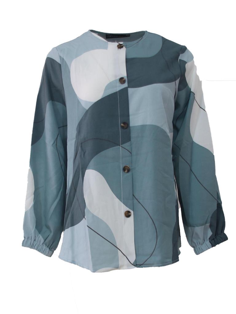 2023 Women's Floral Bubble Sleeve Muslim Top