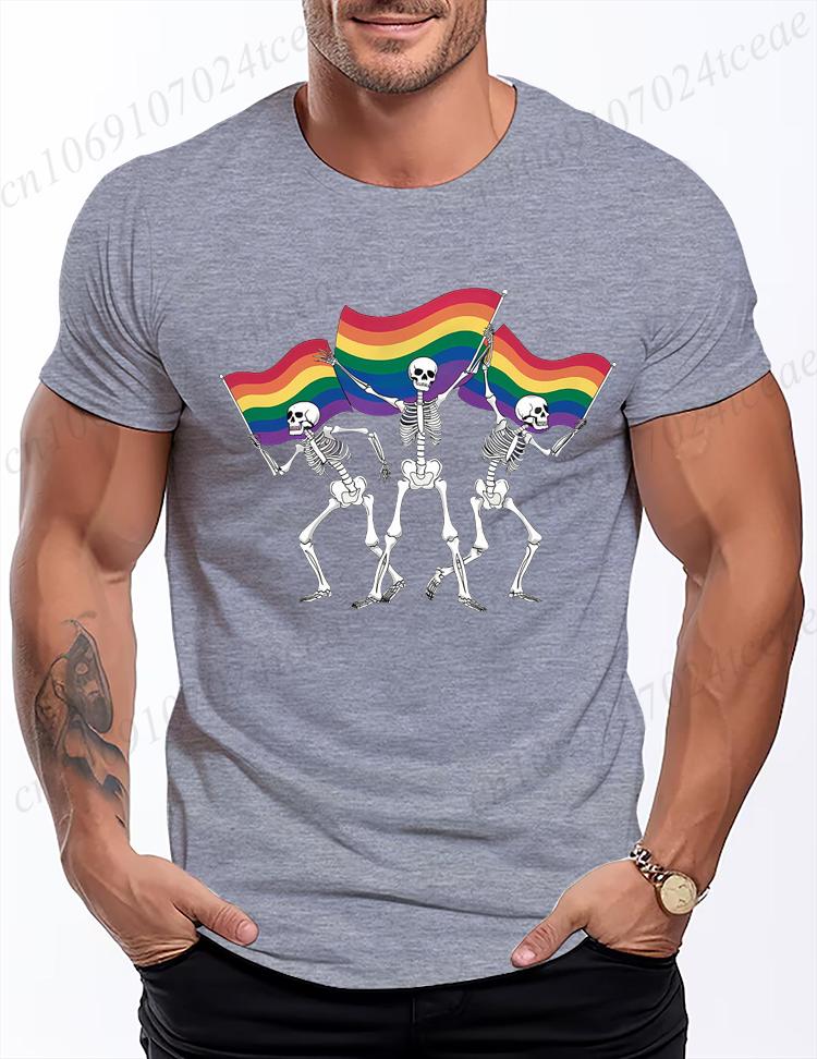 Men Women TShirt Skeleton LGBT Rainbow Pride Month T Shirts Fashion Tee Shirt Streetwear Casual Summer Unisex Tee Clothing Tops