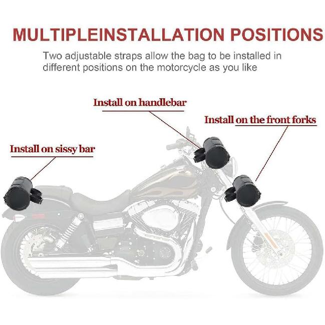 Motorcycle Tool Bag Universal Fork Bag PU Leather Saddlebag Front Fork Handlebar Sissybar Storage Roll Pouch for Harley Davidson Dyna Softail