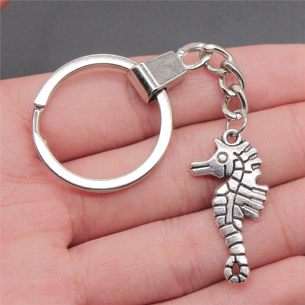 Marine Life Turtle Ocean Creature Pendant Antique Bronze Metal Keychain with 30mm Ring for Men Fashion Gift