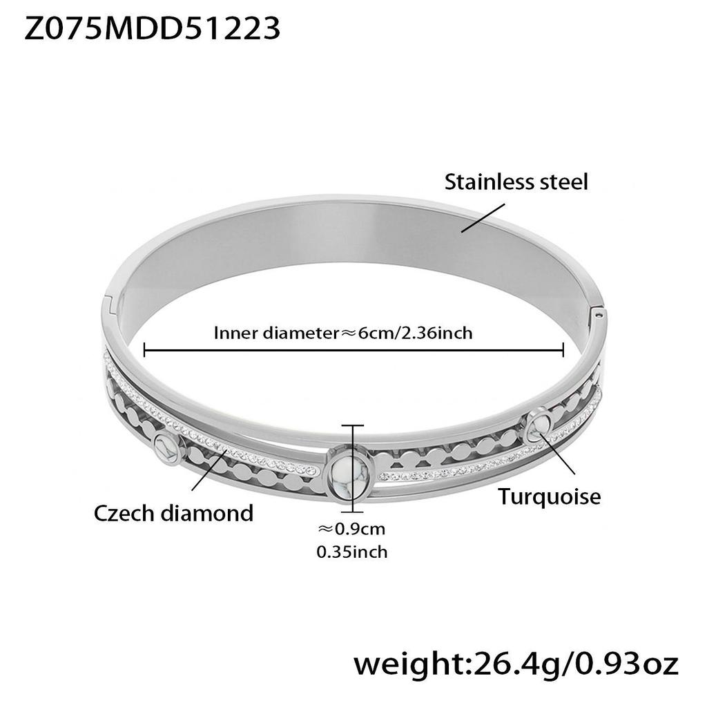 Bransoletka ze stali nierdzewnej platerowanej 18-karatowym złotem z zapięciem w kształcie rombu z cyrkoniami - Geometryczny styl INS Lekki luksusowy biżuteria ręczna