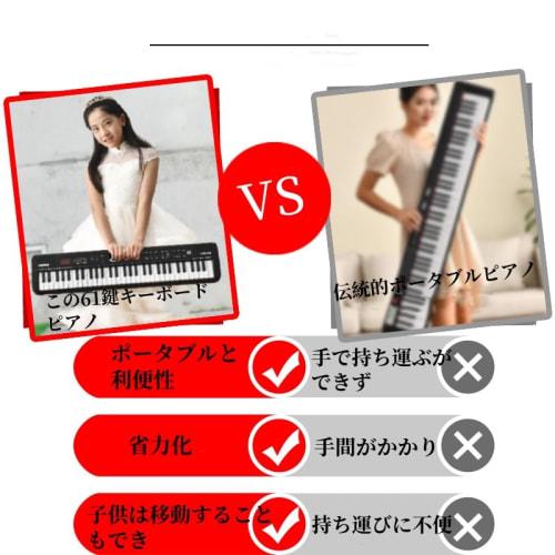 Portable 61-Key Digital Piano for Beginners with Smart Light Follow and Recording Function, Mini Keyboard for Kids, Multifunctional Digital Piano for