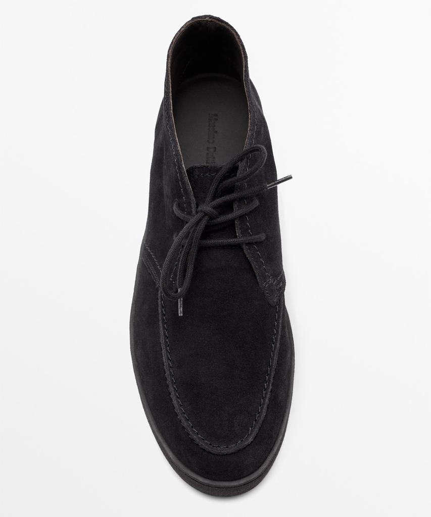 Massimo Dutti Split Suede Stitch Detail Bootie Shoes