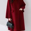 2025 Retro Red Petite Wool Double-Sided Chinese Style Overcoat for Autumn Winter