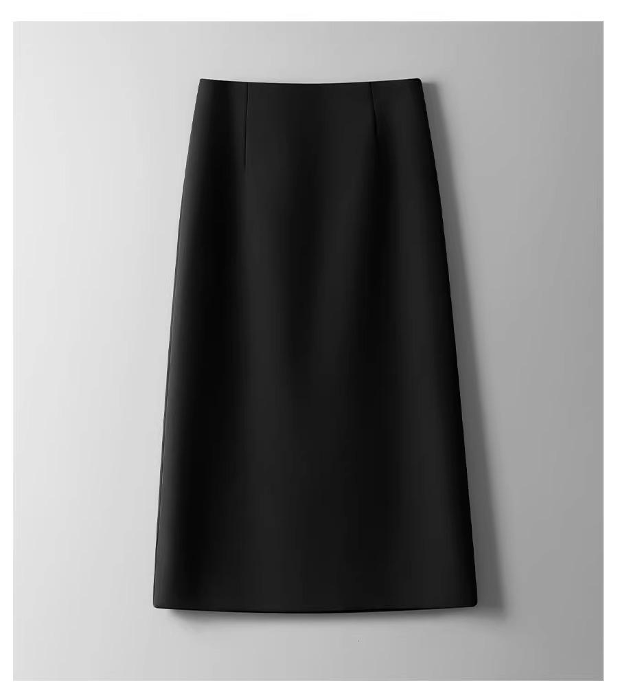 2025 Women's High Waist Slimming Midi Skirt - Spring/Autumn Bodycon with Slit