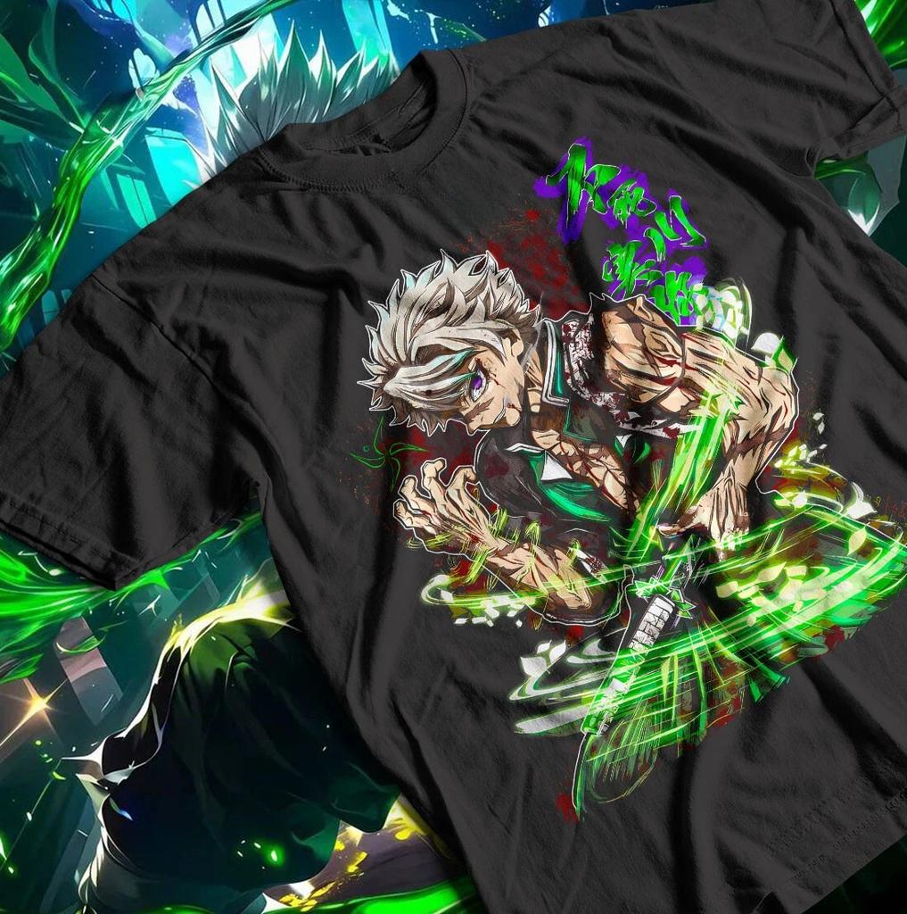 Sanemi Shinazugawa T-shirt Wind Hashira Demon Killer Horror Anime Summer New Retro Fashion Men and Women Streetwear