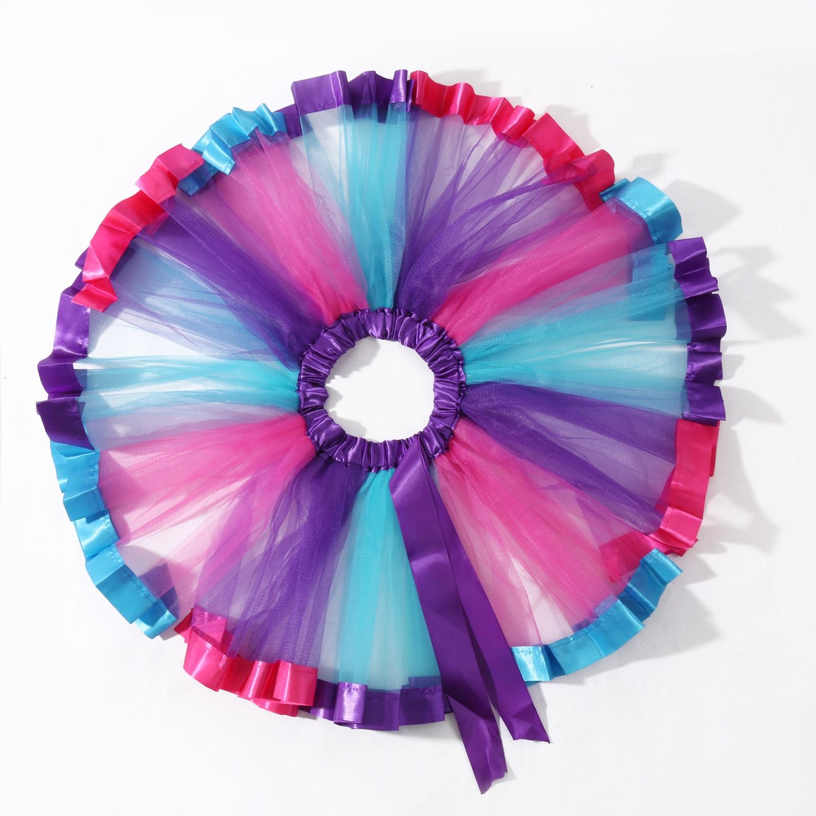 

Короткая балетная юбка для девочек. Юбка для выступления. Прозрачная красочная юбка. Полуюбка. S