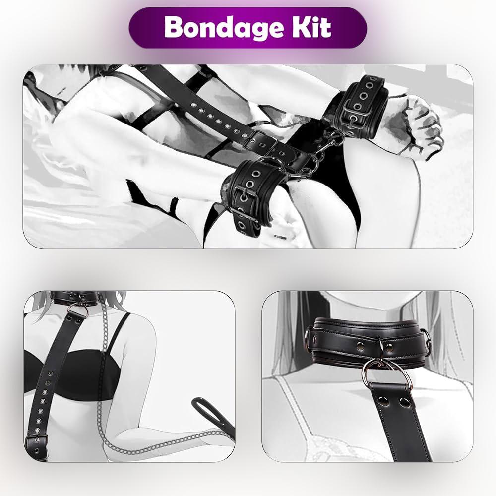 Bondage Sex Restraints Set For Couples Sex Toys Neck to Wrist Restraints with Collar Bondage Gear Accessories Adults SM Toy