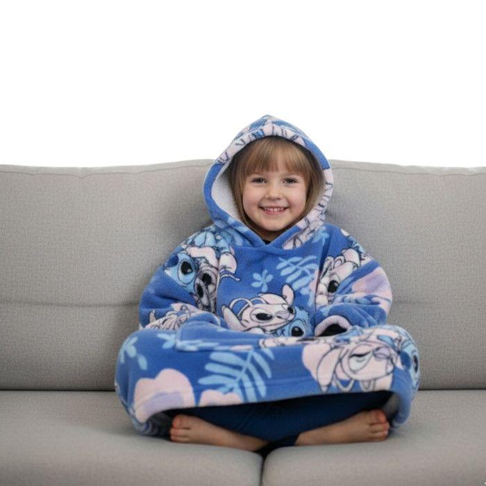 Fleece Hooded Blanket - DISNEY - Lilo & Stitch - Soft and Warm - 3-6 Years - Blue