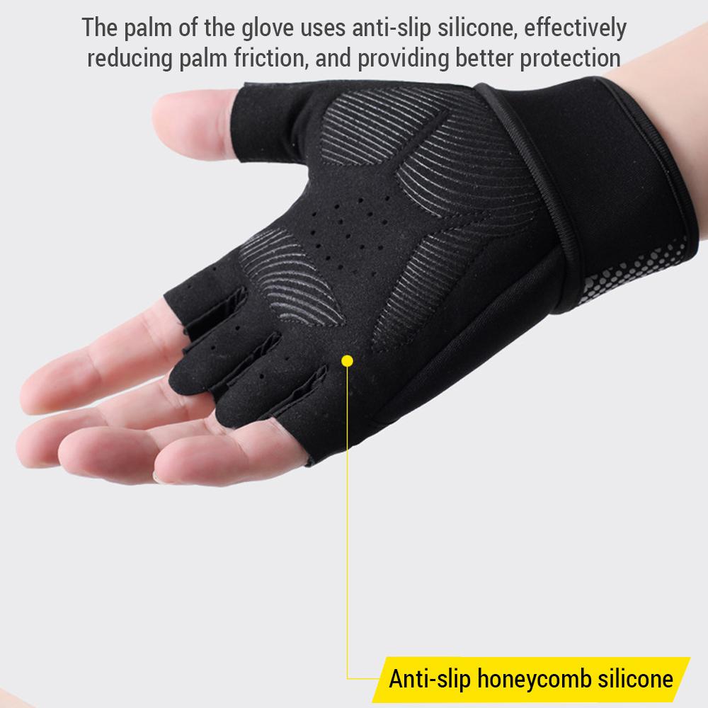 Дышащие перчатки без пальцев с полной защитой ладоней для занятий тяжелой атлетикой — фото 4