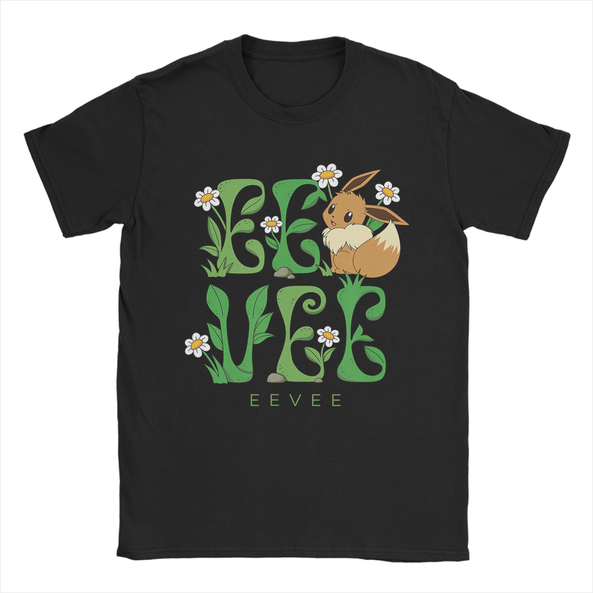 

Streetwear T Shirt Summer Pokemon Eevee Sleeping On Leaves Generation Novelty T-Shirts Cotton Tshirt Print Short Sleeve Tees M