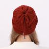 Winter Warm Neck Pulling Rope Double Wearing Knitted Hat For Women