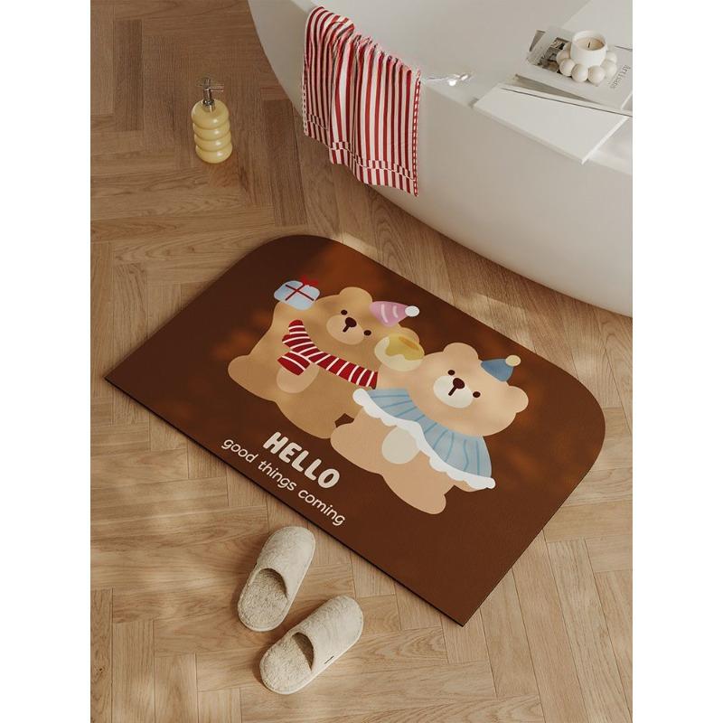

Мультяшный корейский медведь коврик для ванной, бытовой туалет, коврик для пола против скольжения у двери туалета, моющийся коврик для ног из диатомовой грязи 40x60cm15.7x23.6in
