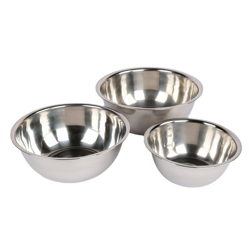 Edelstahl Rührschüsseln Rutschfest Stapelbar Schneebesen Küchengeschirr Rührschüsseln für Salat Kochen Backen 16/20/22cm