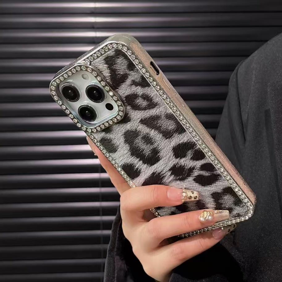 Luxus Leopard Muster Hülle Für iPhone 16 Pro Vergoldung Bling Diamanten Hülle Funda Für iPhone 16 Pro Max 16Plus 15 14 13 12 11 Hülle