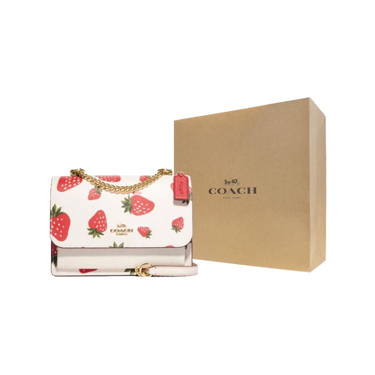 New COACH Klare Leather Trunk Bag Shoulder Bag Crossbody Bag Small Size Women's White & Red CH333-IMCAH