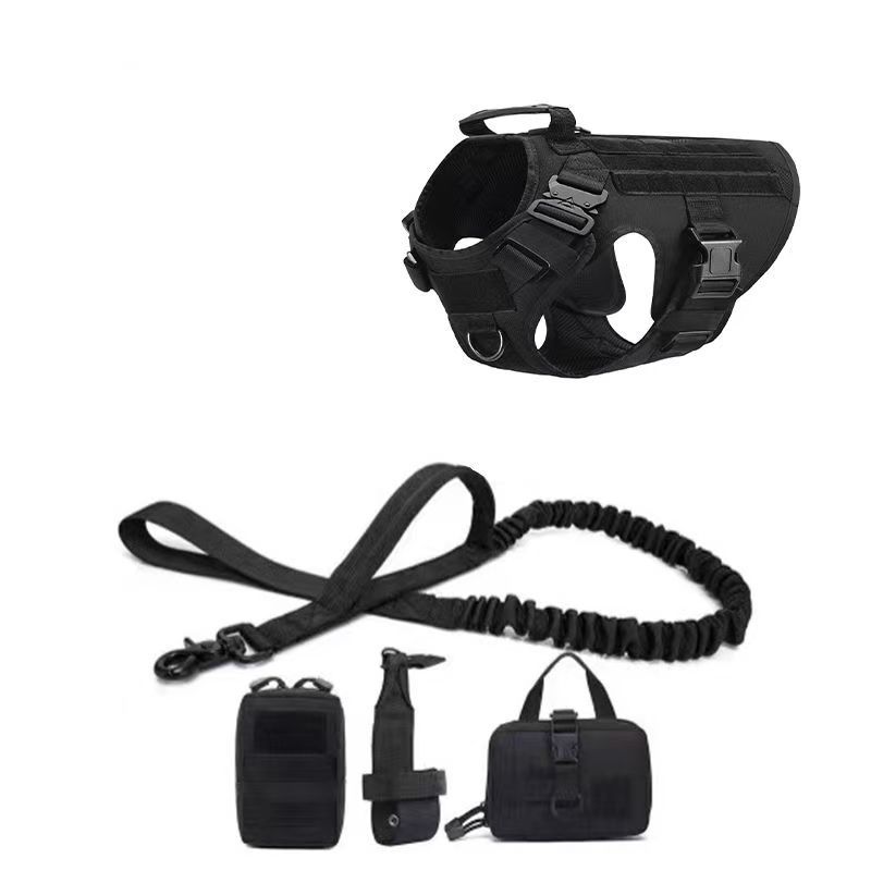 Tactical leash harness nylon large dog dog vest pet chest and back collar set
