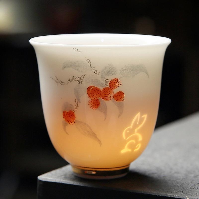 High-end Dehua White Porcelain Linglong Personal Special Master Cup Kung Fu Small Teacup Tea Set