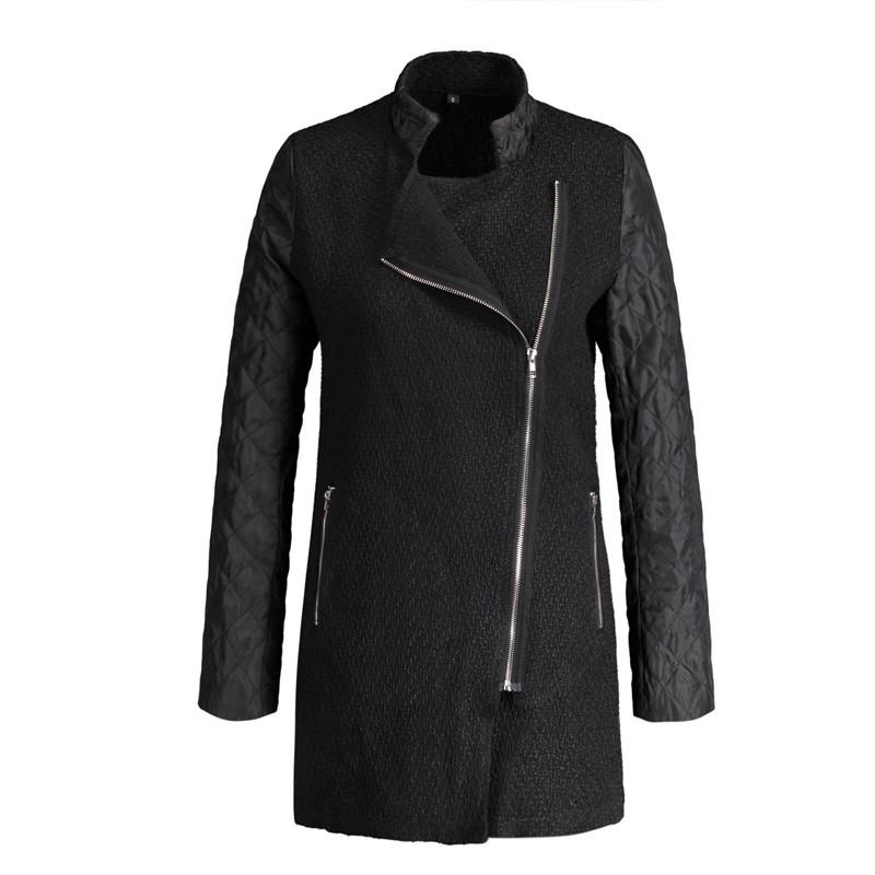 ♥ETHELDING♥ Women Woolen Leather Patchwork Long Coat Jacket Overcoat Outwear Zipper Winter Warm ♥ETHELDING♥ Women Woolen Leather Patchwork Long Coat Jacket Overcoat Outwear Zipper Winter Warm